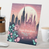 Futuristisches Neon-Brautparty für elektrische Ros Sockelschild (In Situ)