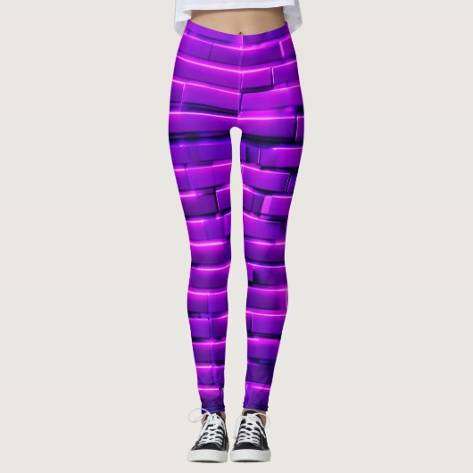 Futuristisches Neon Brick Wall Design Leggings (Vorderseite)