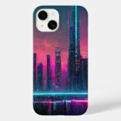Futuristisches Neon Cyberpunk Cityscape iPhone 14 Case-Mate iPhone Hülle (Rückseite)