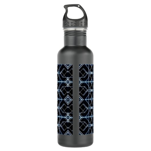 Futuristisches Neon Grid Muster Edelstahlflasche (Rückseite)