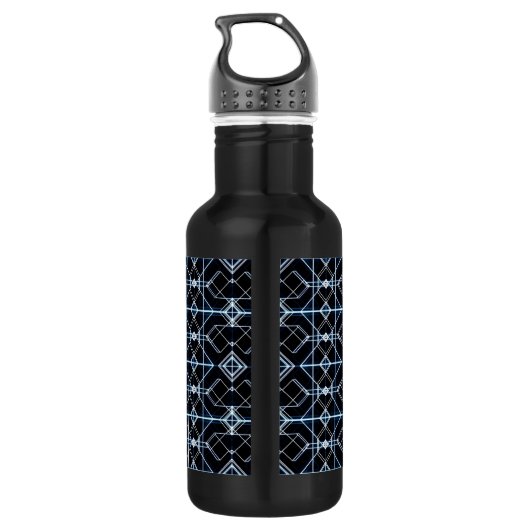 Futuristisches Neon Grid Muster Edelstahlflasche (Rückseite)