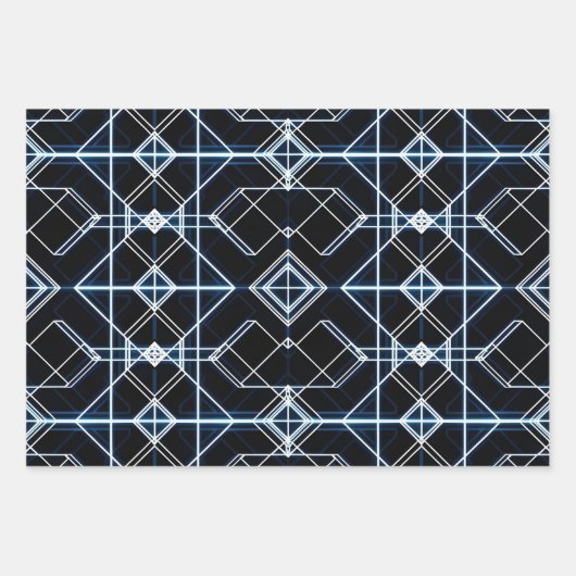 Futuristisches Neon Grid Muster Geschenkpapier Set (Vorderseite)