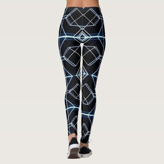 Futuristisches Neon Grid Muster Leggings (Rückseite)