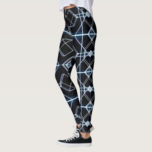 Futuristisches Neon Grid Muster Leggings (Links)