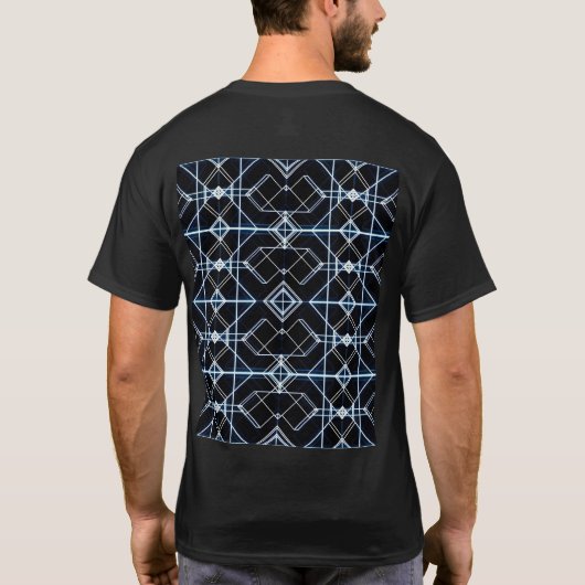 Futuristisches Neon Grid Muster T-Shirt (Rückseite)