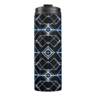 Futuristisches Neon Grid Muster Thermosbecher
