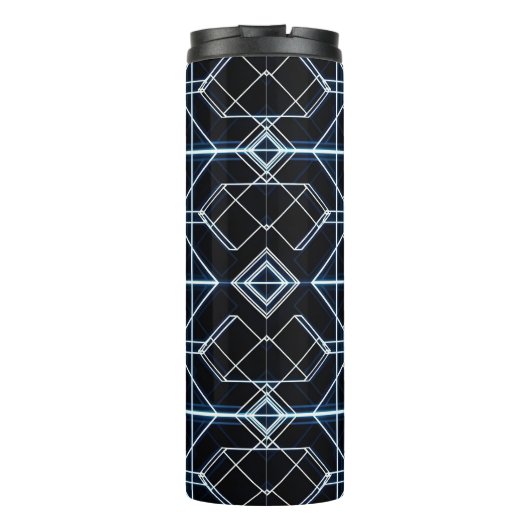Futuristisches Neon Grid Muster Thermosbecher (Rückseite)