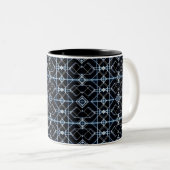 Futuristisches Neon Grid Muster Zweifarbige Tasse (VorderseiteRechts)