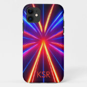 Futuristisches Neon-Laser-Lichtstrahl-Monogramm Case-Mate iPhone Hülle (Rückseite)