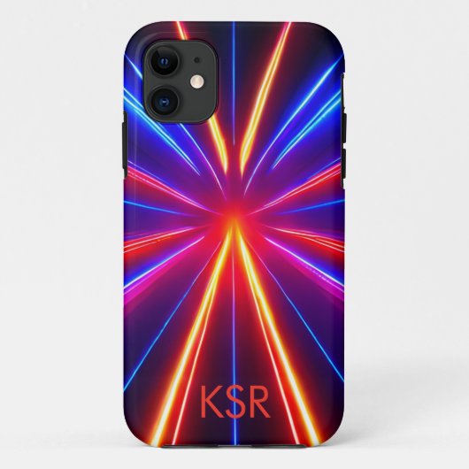 Futuristisches Neon-Laser-Lichtstrahl-Monogramm Case-Mate iPhone Hülle (Rückseite)