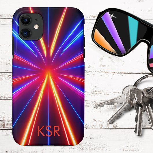 Futuristisches Neon-Laser-Lichtstrahl-Monogramm Case-Mate iPhone Hülle