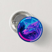 Futuristisches Neon Wolf-Gesicht in geometrischer Button (Vorne & Hinten)