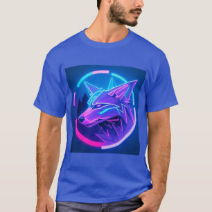 Futuristisches Neon Wolf-Gesicht in geometrischer  T-Shirt