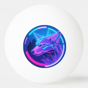 Futuristisches Neon Wolf-Gesicht in geometrischer  Tischtennisball