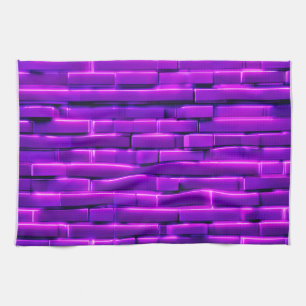 Futuristisches Neon-Ziegelwand-Design Geschirrtuch