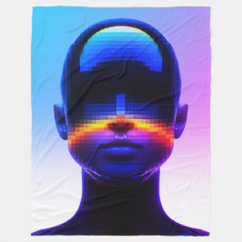 Futuristisches Pixel Art Portrait - Digitales Abst Fleecedecke