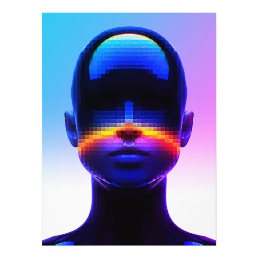 Futuristisches Pixel Art Portrait - Digitales Abst Fotodruck (Vorne)