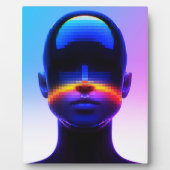 Futuristisches Pixel Art Portrait - Digitales Abst Fotoplatte (Vorderseite)