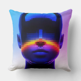 Futuristisches Pixel Art Portrait - Digitales Abst Kissen