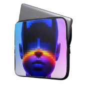 Futuristisches Pixel Art Portrait - Digitales Abst Laptopschutzhülle (Vorderseite Links)