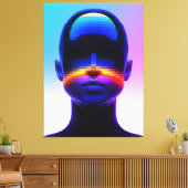 Futuristisches Pixel Art Portrait - Digitales Abst Leinwanddruck (Insitu (Wohnzimmer))