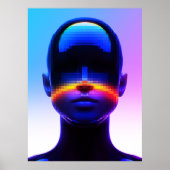Futuristisches Pixel Art Portrait - Digitales Abst Poster (Vorne)