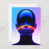Futuristisches Pixel Art Portrait - Digitales Abst Postkarte (Vorne/Hinten)