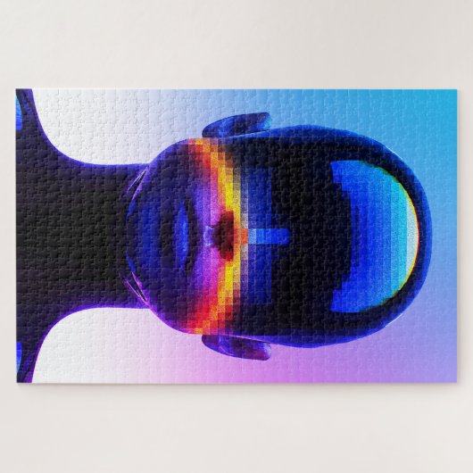 Futuristisches Pixel Art Portrait - Digitales Abst Puzzle (Horizontal)