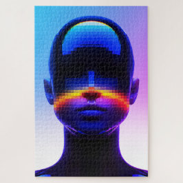Futuristisches Pixel Art Portrait - Digitales Abst Puzzle