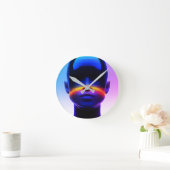 Futuristisches Pixel Art Portrait - Digitales Abst Runde Wanduhr (Zuhause)