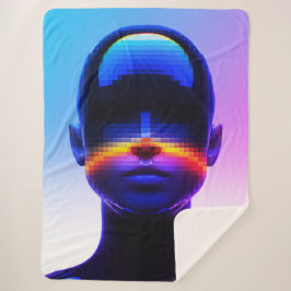 Futuristisches Pixel Art Portrait - Digitales Abst Sherpadecke