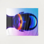 Futuristisches Pixel Art Portrait - Digitales Abst Wandteppich (Vorderseite (Horizontal))