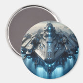 Futuristisches Raumschiff 1 Zoll Magnet (Vorderseite/Rückseite)