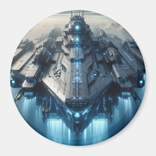 Futuristisches Raumschiff 1 Zoll Magnet (Vorne)