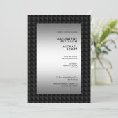 Futuristisches Schwarzes Polygon Shape Muster Hoch Einladung (Stehend Vorderseite)