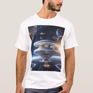 Futuristisches Sci-Fi Weltraumstation T-Shirt – Ep