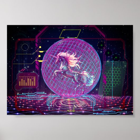 Futuristisches Unicorn Poster (Vorne)