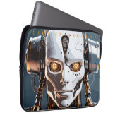 Futuristisches Weißgold-Android-Cyborg-Gesicht Laptopschutzhülle (Vorne Rechts)