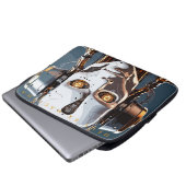 Futuristisches Weißgold-Android-Cyborg-Gesicht Laptopschutzhülle (Vorne Knopf)