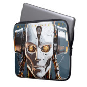 Futuristisches Weißgold-Android-Cyborg-Gesicht Laptopschutzhülle (Vorderseite Links)