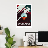 Futuristisches Weltraumposter - Saturn Mond Encela Poster (Heimbüro)