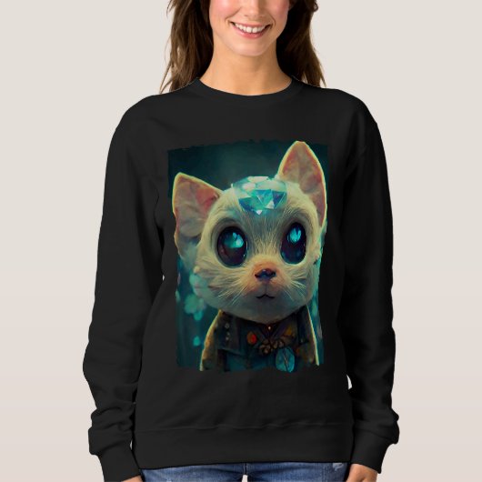 Fuuny Crystal Stone Cat Sweatshirt (Vorderseite)