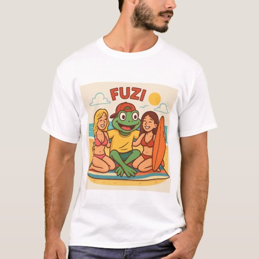 FUZI - Beach Vibes | Summer Cartoon Frosch T - Shi T-Shirt (Vorderseite)