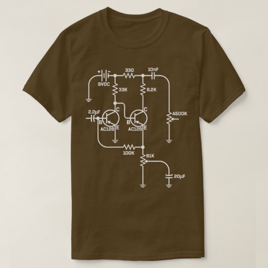 Fuzz Pedal Schematic Circuit Handwired Musician Gi T-Shirt (Design vorne)