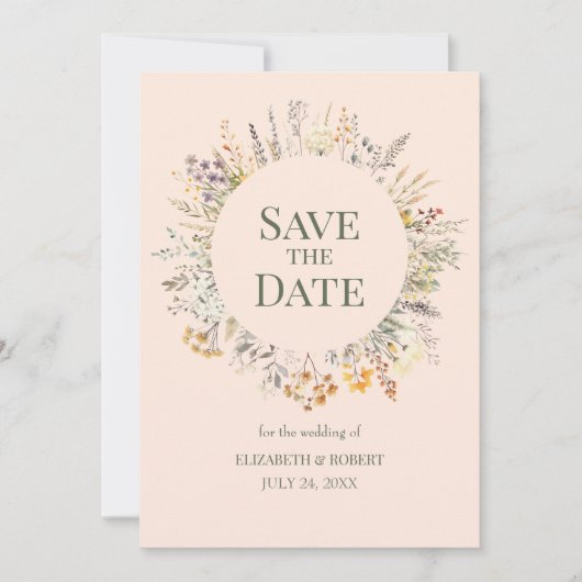 Fuzz Wasserfarben-Wildblumen Save the Date Einladung (Vorderseite)