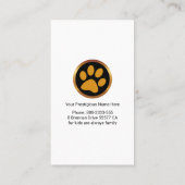 Fuzzy Bears Sitzplatz Visitenkarte (Rückseite)