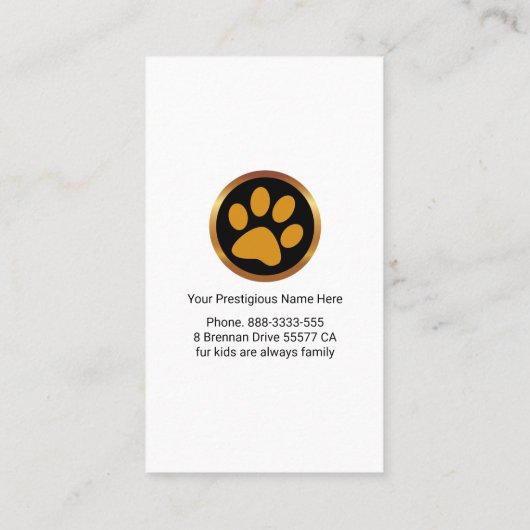 Fuzzy Bears Sitzplatz Visitenkarte (Rückseite)