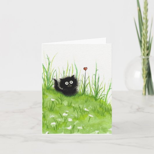 Fuzzy Black Cat by Bihrle Blank Card Karte (Vorderseite)
