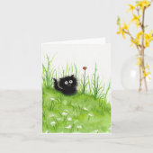 Fuzzy Black Cat by Bihrle Blank Card Karte (Gelbe Blume)