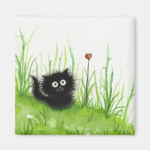 Fuzzy Black Cat Liebe von BiHrLe Magnet